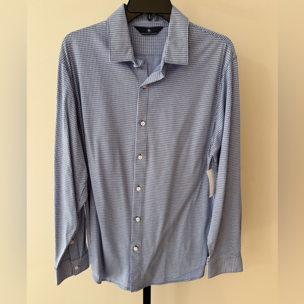 ⚫️ Nwot Hart Schaffer Marx mens large blue long sleeve button down shirt